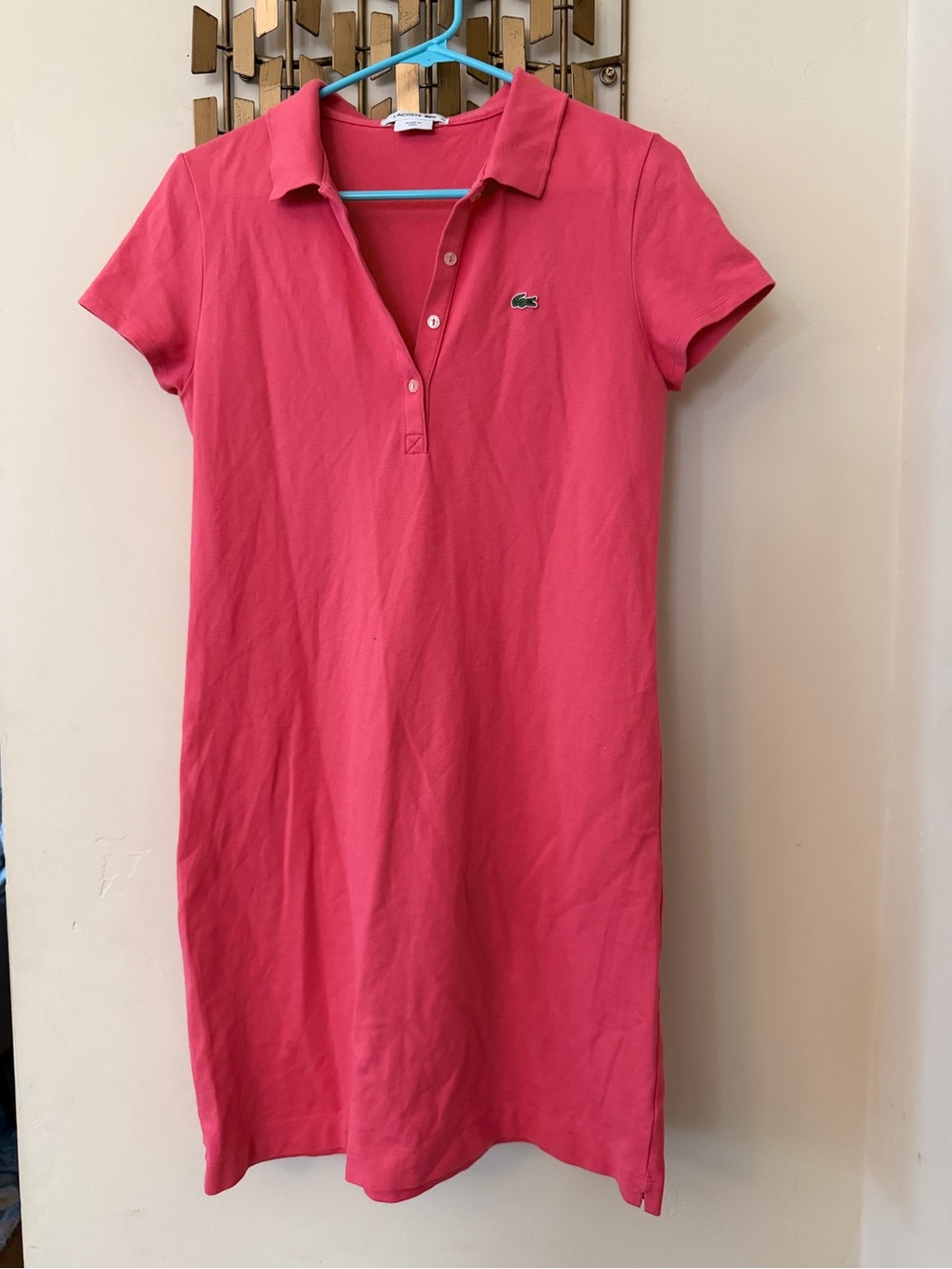 Lacoste Coral-Pink Short Sleeve Polo Swim Coverup Dress